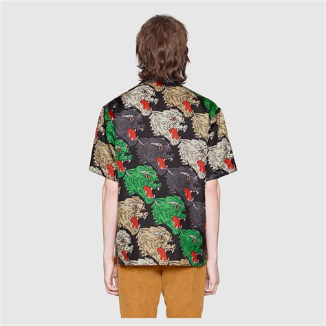 panther face bowling shirt gucci